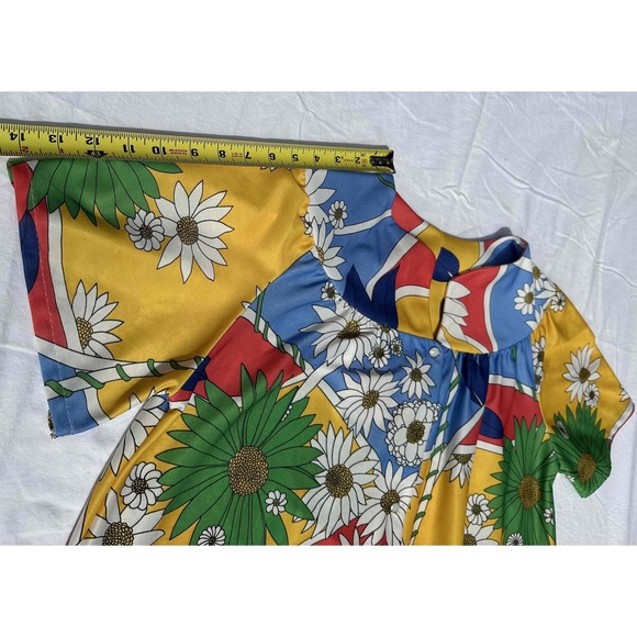 Vintage Mumu Robe Nightgown House Coat Disco 70s Grannycore Floral Womens - Picture 10 of 13